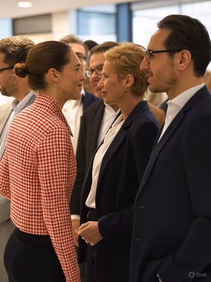 diverse group of successful professionals at Berlin cultural event, art gallery opening or fashion s